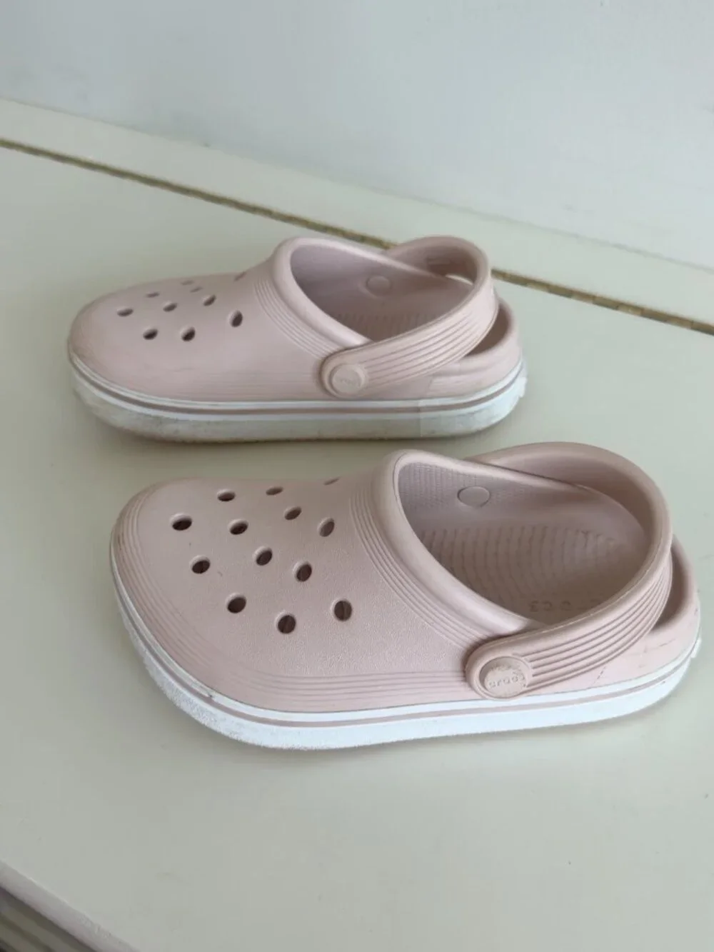 CROCS Kids Classic Clog Pink White Platform Sole C11